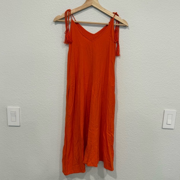 Acacia Honey Vibrant Orange Tassel Strap Dress - Small - Picture 1 of 7
